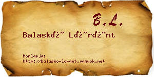 Balaskó Lóránt névjegykártya