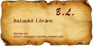 Balaskó Lóránt névjegykártya